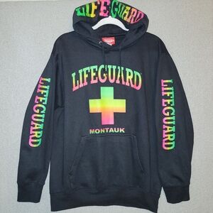 Lifeguard Size Medium Neon Montauk Black Hoodie